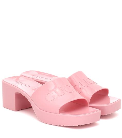 gucci rubber slippers|Gucci rubber platform slide sandals.